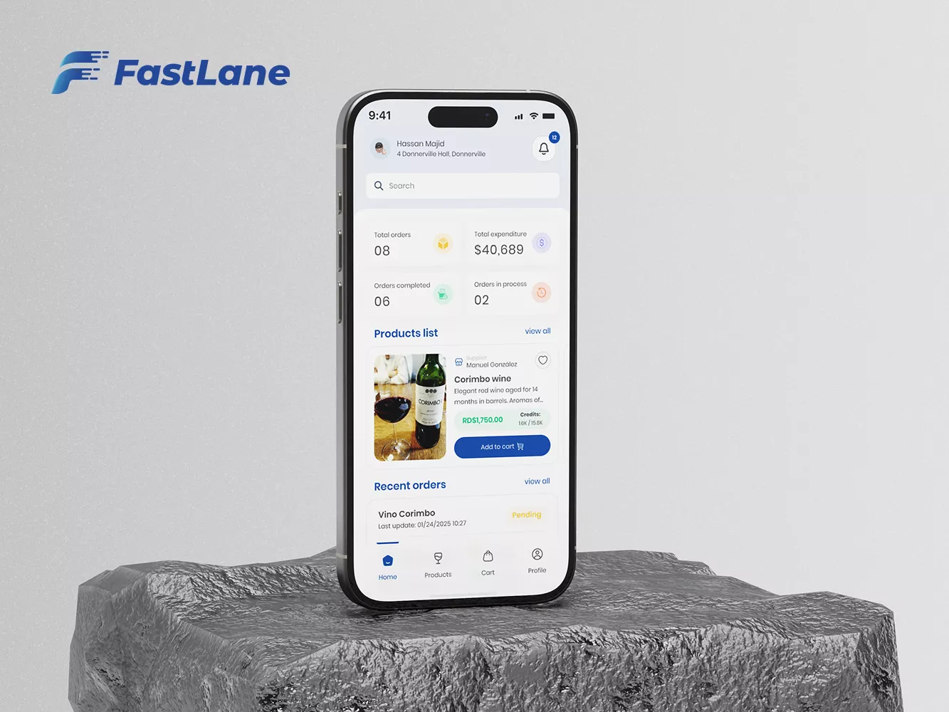 Fastlane Mobile Digitized B2B wine ordering for hospitality industry Accelerated order processing by 75% with real-time tracking